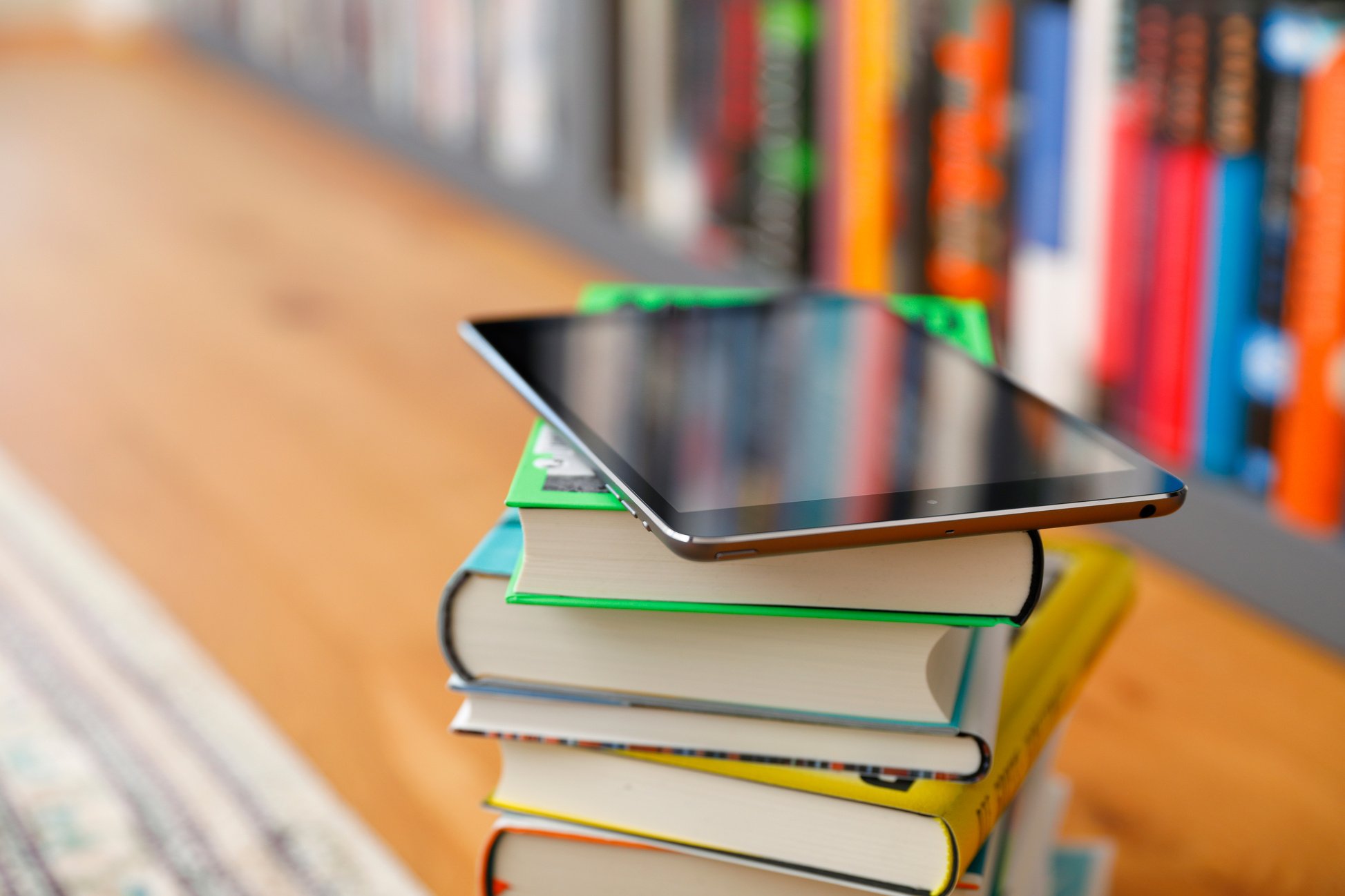 Digital Tablet on a Pile of books